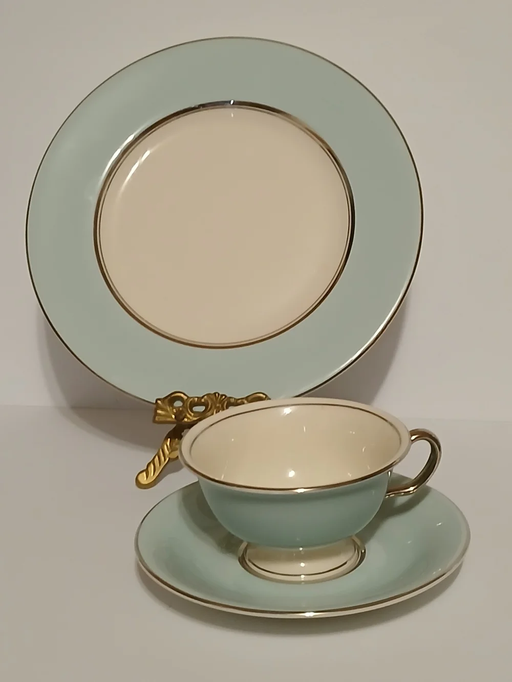 Vintage Castleton China USA Tiffany Blue  Tea Cup, Saucer & Salad Plate Set